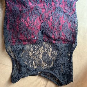Black Lace and Maroon under fabric dress